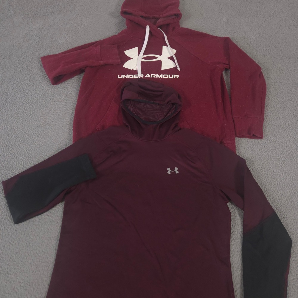 LOT OF 2 Under Armour Hoodie Womens L Multi Rival Fleece Logo ColdGear Infrared